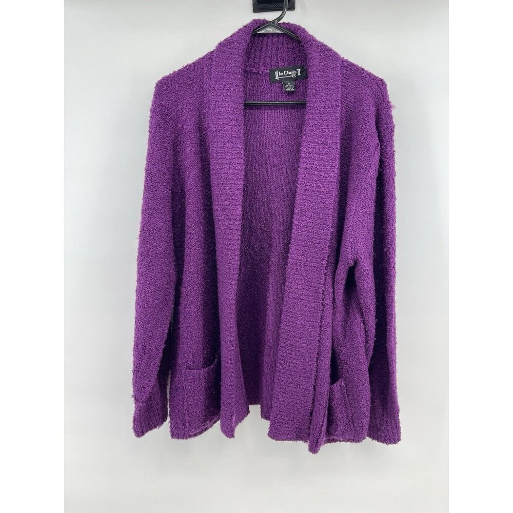 Vintage Le Chois Hong Kong Sweater Size 1X Plus Chunky Knit Barney Grape Purple
